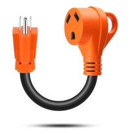 Ficstar RV Adapter 30 Amp to 110 Volt RV Adapter Cord 12 Inch,NEMA 5-15P to NEMA TT-30R Electrical Power Adapter,12/3 Gauge RV Dogbone Adapter Cord with Grip