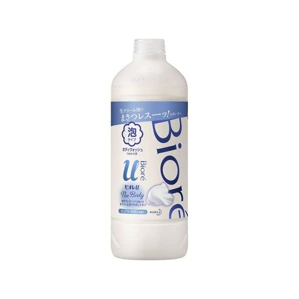 Biore U The Body Foam Type Pure Savon Scent, Refill, 15.2 fl oz (450 ml), Highly Lubricated Formula Fresh Cream Foam