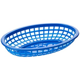 TableCraft DS30121 Classic Oval Food Basket Blue 24x15x5cm | American Diner Basket, Plastic Basket, Chip Basket