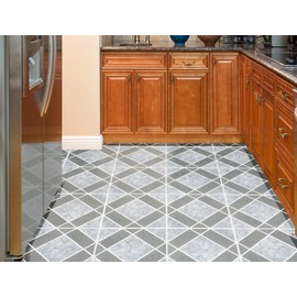 Ben&Jonah Collection Nexus Light & Dark Blue Diamond Pattern 12x12 Self Adhesive Vinyl Floor Tile - 20 Tiles/20 sq Ft.