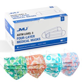 JMU 50 Pack Multicolor Disposable Face Masks, 4-Ply ASTM Level 3 Medical Face Masks for Adults