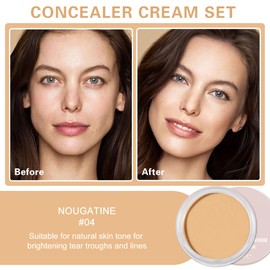 LZXLUKGIR Under Eye Concealer Full Coverage,Under Eye Corrector for Dark Circles,Pot Concealer for Older Women,Teenagers,Middle-aged,Corrector de Ojeras,Waterproof Under Eye Brightener (04 NOUGATINE)