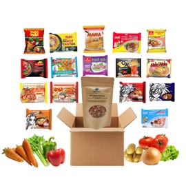 High Class Grass Ramen with Toppings, 8 Instant Noodle Packets with Dehydrated Vegetable Flakes