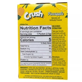 CRUSH Pineapple Drink Mix Singles to Go! Sugar Free (LOT OF 6) 36 Packets total