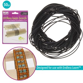 The Beadsmith Deb Moffett-Hall’s Endless Loom Bands, 7 Inches Diameter, Pack of 50 Pieces, Black Color, Use with The Endless Loom