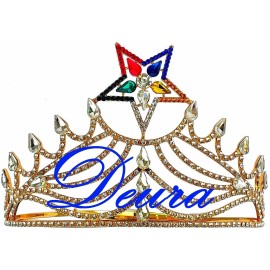 Masonic OES Grand Matron GOLD Rhinestones O.E.S Adjustable CROWN Without GAVEL