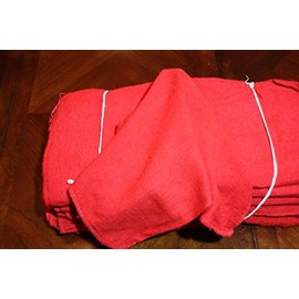 Atlas 25 Pieces Red Cotton Shop Towel Rags - Industrial Grade - for Automotive Car Industry
