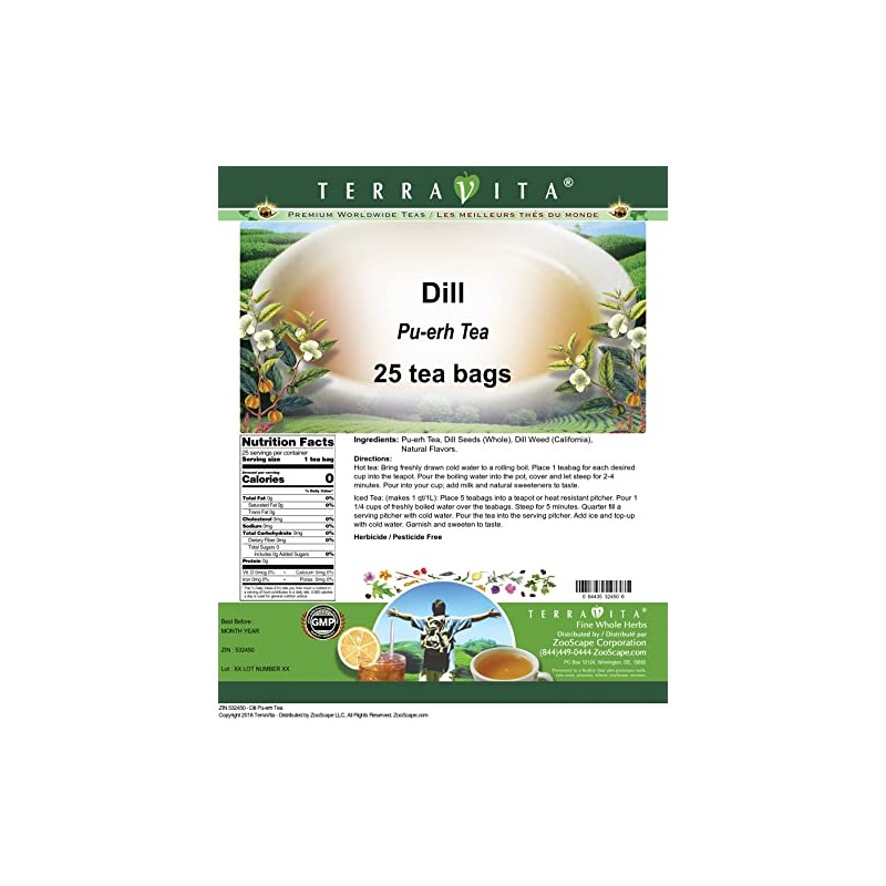 Dill Pu-erh Tea (25 tea bags, ZIN: 532450)