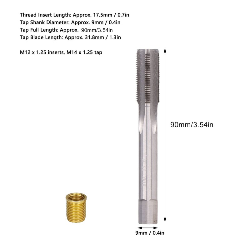 Spark Plug Thread Repair Tool, M12 x 1.25 Screw and