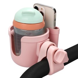 Accmor Stroller Cup Holder with Phone Holder, Bike Cup Holder, Universal Cup Holder for Uppababy Nuna Doona Strollers, 2-in-1 Cup Phone Holder for Stroller, Bike, Wheelchair, Walker, Scooter