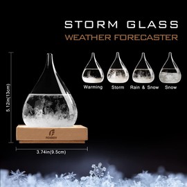 Storm Glass Weather Predictor, Glass Sphere with Wood Base, Christmas Decoration Snow Globe, Storm Glass Weather Forecast Weather Station (XL)