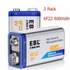 EBL 9V Rechargeable Batteries 9 Volt Lithium ion 600mAh Li-ion