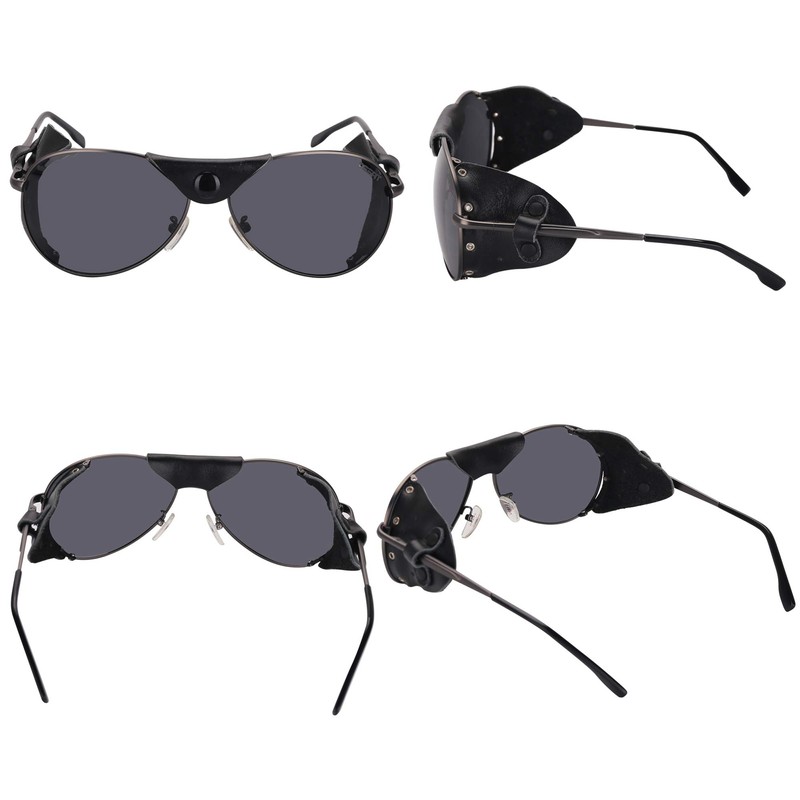 Ossat Polarized sunglasses with side shields cowhide wind proof sunshade