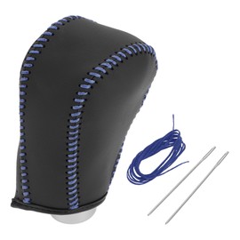 HEROFFIX 1 Pc Gear Shift Knob Cover for Honda CR-V 2012-2014 Stick Shifting Handle Protector Black Blue Faux Leather