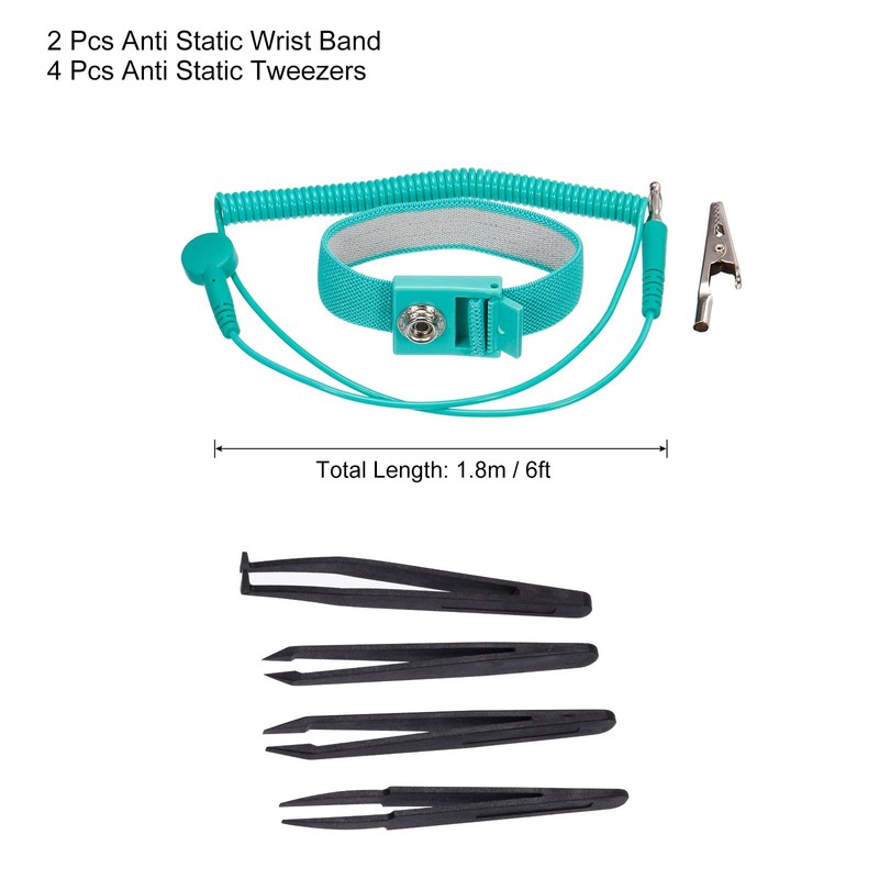 sourcing map 2pcs ESD Anti Static Wrist Band PU Wired