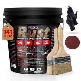Rust Converter & Metal Primer, 141 Fl Oz Black Rust Inhibitor Paint for Metal, Automotive Rust Reformer, Industrial Grade Water Based, Heat Resistance & UV Resistant
