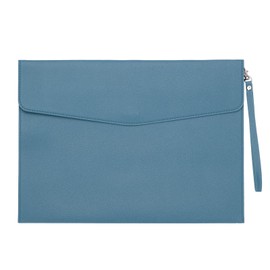 PATIKIL PU Leather A4 File Folder, Document Holder Filing Organizer Portfolio Envelope Folder Case with Snap Closure for Letter Receipt Style 3, Blue