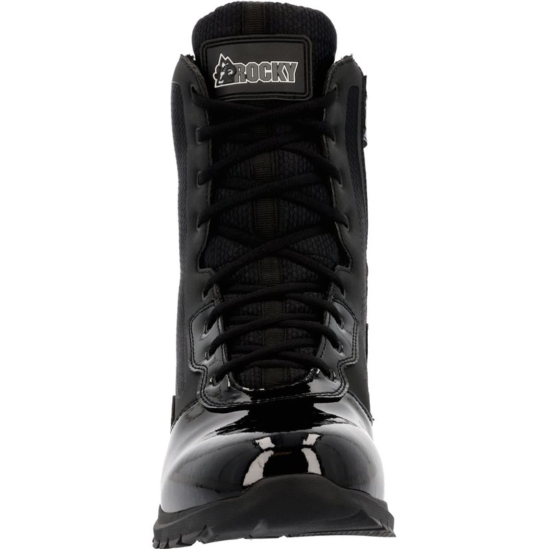 ROCKY Cadet 8" Black Side Zip Public Service Boot, Black,