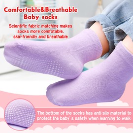 HYzgb Toddler Socks Girls 3-5Years Kids Socks 12 Pairs Cotton Crew Non Slip Grips Socks Toddler Grip Socks Multiple Colors Pack