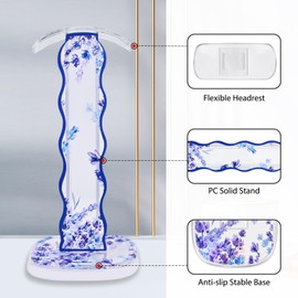 DiyGody Elegant Flower Headset Holder for All Headphone Sizes, Removable Portable Headphone Desk Stand with Lavender for Girls, Transparent Acrylic with Solid Base for Gaming Headset