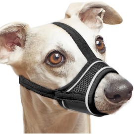 AiliStar Soft Dog Muzzle Mesh Pet Muzzle for Dogs Dog Muzzles with Reflective Stripe Prevent for Biting Barking Chewing Black Small