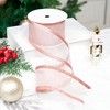 LIZLOVESS Rose Gold Christmas Ribbon Wired 2.5 Inch Metallic Rose