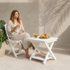 Leafory 2-Tier Folding Outdoor Side Table, Heavy Duty HDPE Patio