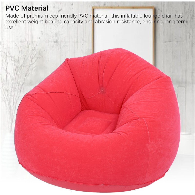 Inflatable Lounge Chair Flocking PVC Portable Folding Blow Up Sofa