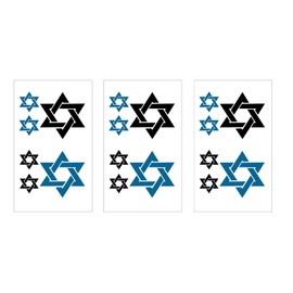 Star of David Israel Judaism Jewish Waterproof Water Resistant Fake Body Art Set Temporary Tattoo Stickers (3 PCS/SET)