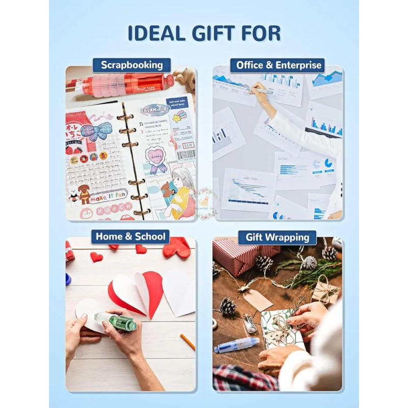2 Tape Doble Cara Para Scrapbook,con 1 Repuesto,cinta Doble Color