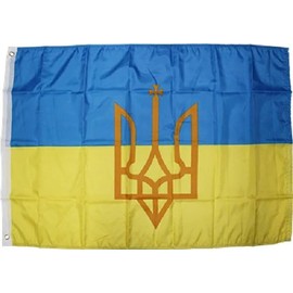 2x3 Ukraine Middle Trident Rough Tex Knitted Flag 2'x3' Banner 100D W/GROMMETS