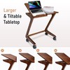 FLYJOE TV Tray Table with Casters, Solid Rubberwood End Tables,