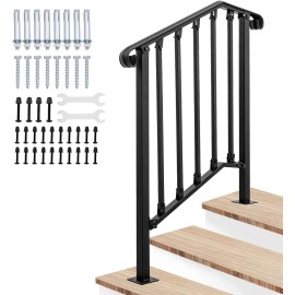 LMYYGOO Steps Wrought Iron Handrail Stair Railing ，2 to 3 Steps Stair Railing Indoor