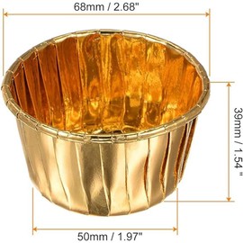 Muffin Cases Paper, Cupcake Moulds Paper, Non-Stick Disposable Baking Cups for Muffin Mould, Cupcake (Gold, Pack of 50)