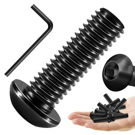 Mywish 3/8-16 x 1-1/4" 20Pcs Button Head Socket Cap Bolts Screws, 304 Stainless Steel 3/8 Bolts, Allen Drive Furniture Screws, Black Oxide & Hex Spanner