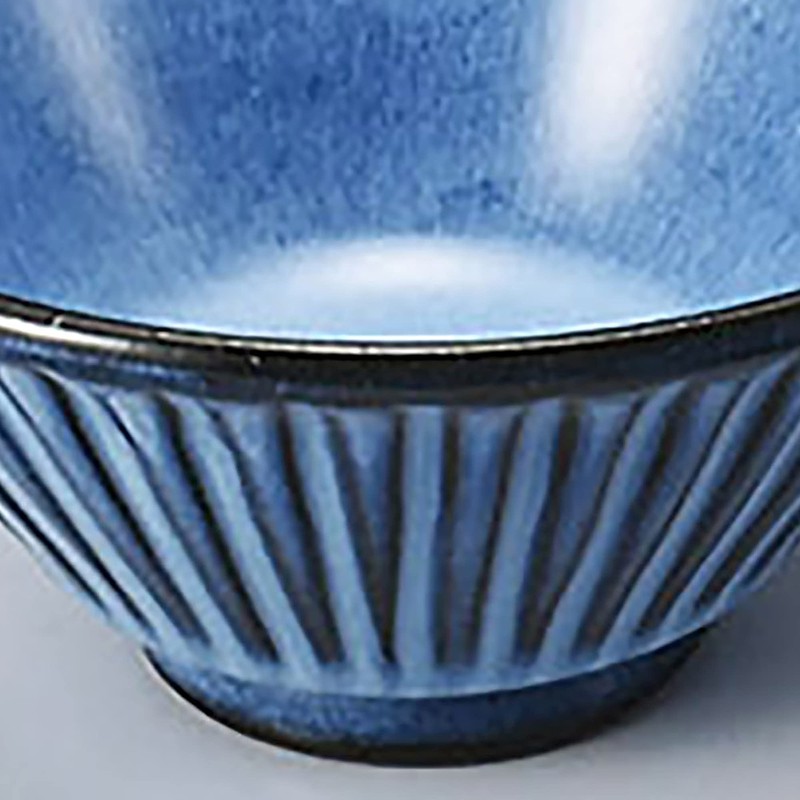 Hama Pottery Hasami Ware 391101 Rice Bowl, Blue Carved, Small,