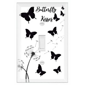 Create-A-Mural Black Butterfly Girls Light Switch Cover Plate Kids Decorative Nursery Teen Toddler Room Decor Bedroom Bathroom Playroom (Butterfly Kisses)