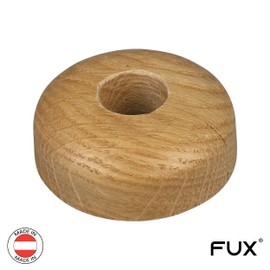 FUX Pack of 2 Single Heating Pipe Rosette, 15 mm - 22 mm, Real Wood, Pipe Cover, Cover Rosettes, Heating, Trim, Radiator Rosettes, Wood, Parquet, Wooden Rosettes (15 mm, Oak)
