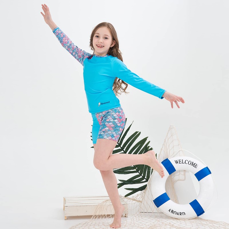 Ovovod Girls Swimsuit Two Piece Rash Guard Set for 4-14