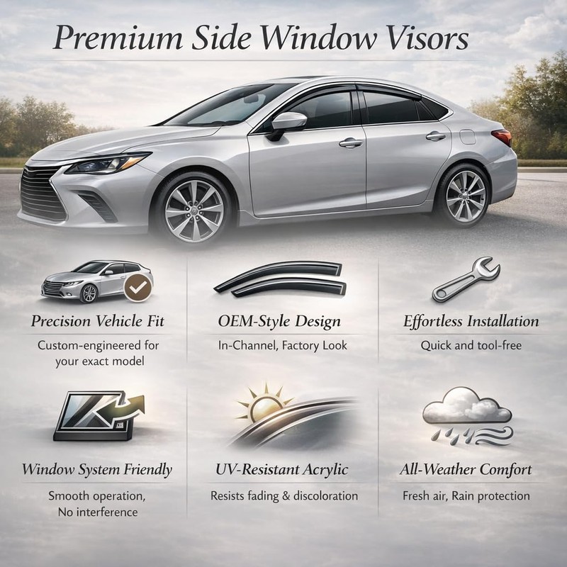 2025 2026 in-Channel Rain Guards for Toyota Camry Side Window