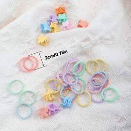 ARHZ Pack of 100 Baby Hair Bobbles with Flowers and Star Clips, Elastic Hair Bobbles for Girls, Colourful Elastic Hair Bobbles for Kids, Babies, Little Girls