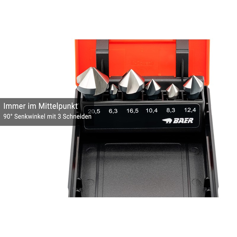 BAER HSSG 90° Bit Countersink Set 6.3-20.5 mm for Cordless