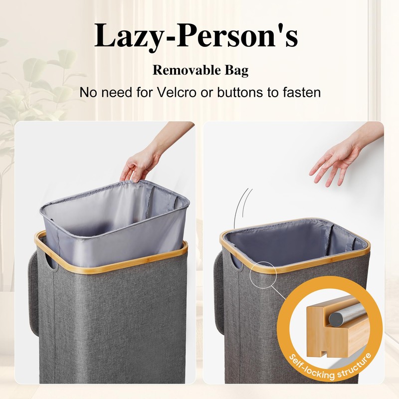 Foluck Large Laundry Hamper, 100L Waterproof Laundry Basket with Lid