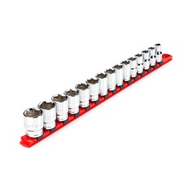 TEKTON 1/2 Inch Drive 6-Point Socket Set with Rail, 15-Piece (10-24 mm) | SHD92102