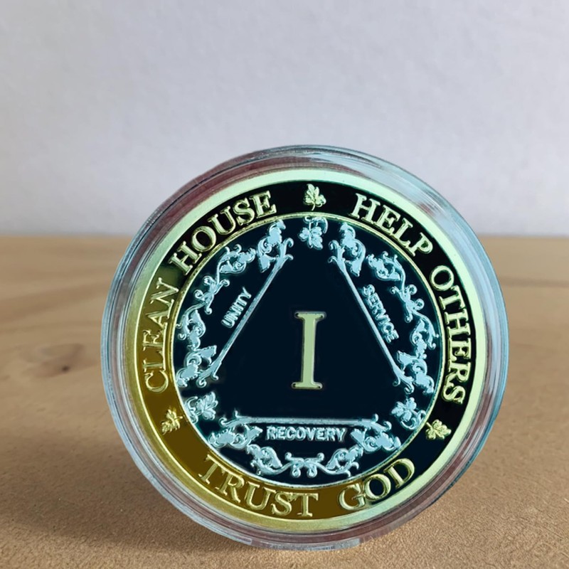 Silver & Gold 1-10 Years Alcoholics Anonymous Medallion AA Coin