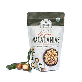 Island Harvest Organic Macadamia Nuts - 100% Hawaiian Keto Friendly Nuts, All-Natural Non-GMO Unsalted Macadamia Nuts, Dry Roasted Nuts High In Fiber (8 oz)