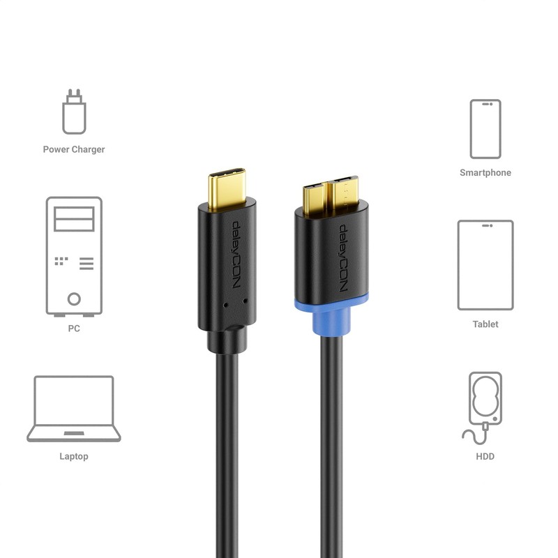 deleyCON 0,5m USB 3.0 Kabel - Stecker Typ 3.1 -