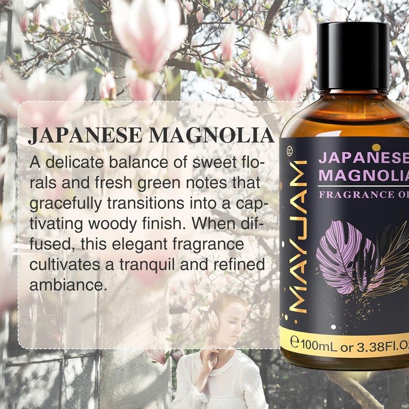 MAYJAM 100ML/3.38FL.OZ Japanese Magnolia Fragrance Oils with Glass Dropper, Essential