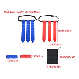 MUXSAM Flag Football Set, 8 Players Adjustable Belts with 24 Flags, Storage Bag for Youth Adults Capture Flag Training, Red & Blue