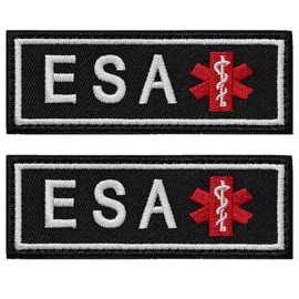 CXWLJL 2Pcs ESA Emotional Support Animal Patch for Dog Vest Collar, Removable Tactical Hook & Loop Patch Set